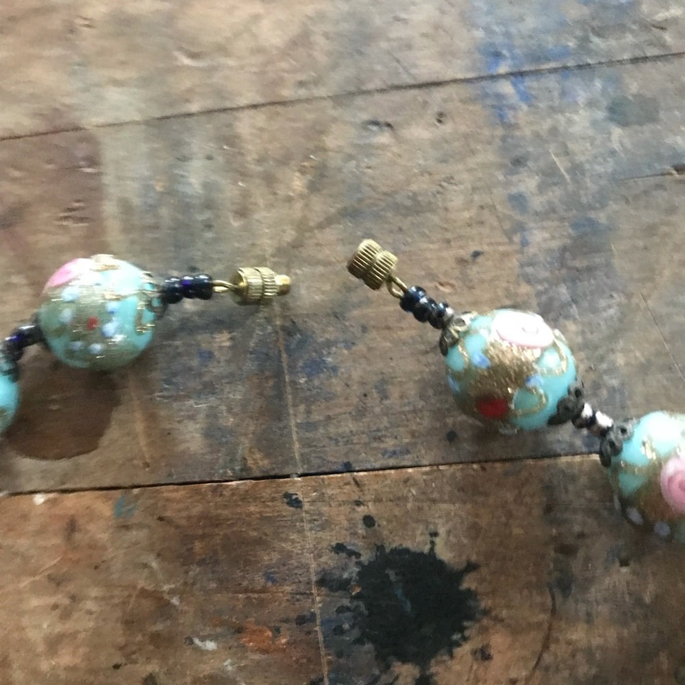 Vintage choker necklace 90s light blue floral - Picture 5 of 10